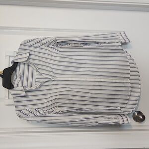 NWT Nine West  blouse. Size XS, white with blue stripe. Never worn.